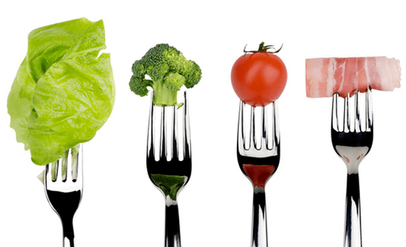 potraviny na vidličkách pre dukanovú diétu